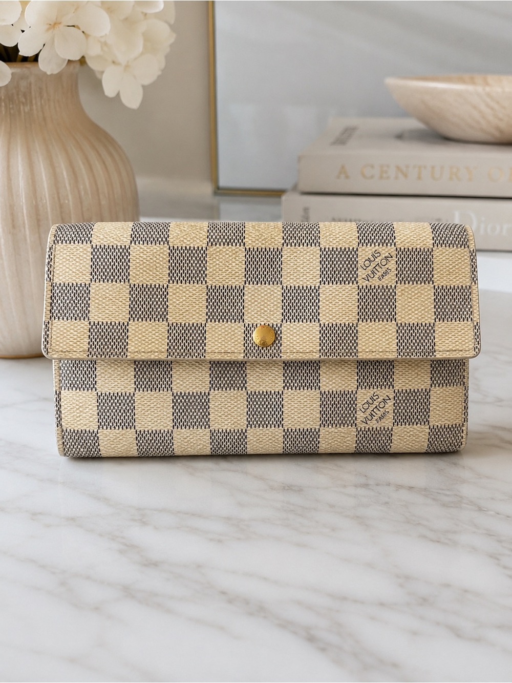 Authentic Louis Vuitton Damier Azur Sarah Wallet